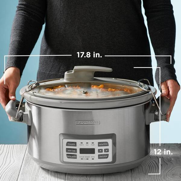 BLACK+DECKER 7-Quart Digital Slow Cooker with Temperature Probe  Precision Sous 