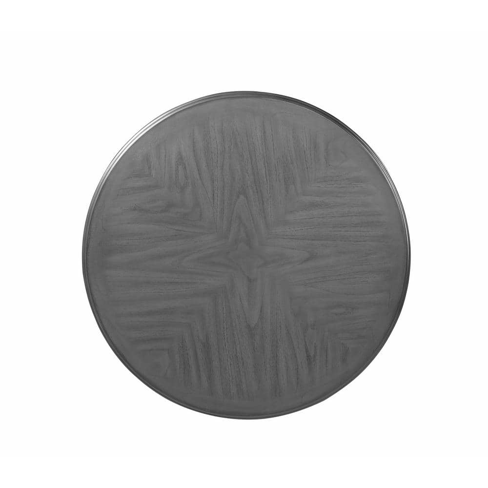 Gray Round Solid Wood Dining Set with Cushioned Chairs