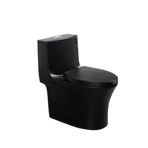 Lifelive 1-Piece 1.1-1.6 GPF Dual Flush Elongated Toilet in Black