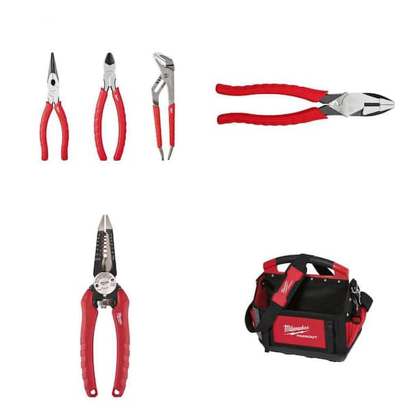 Pliers Kit (3-Piece) with 9 in. Lineman's Pliers, 7.75 in. Wire Stripper Pliers and 15 in. PACKOUT Tote