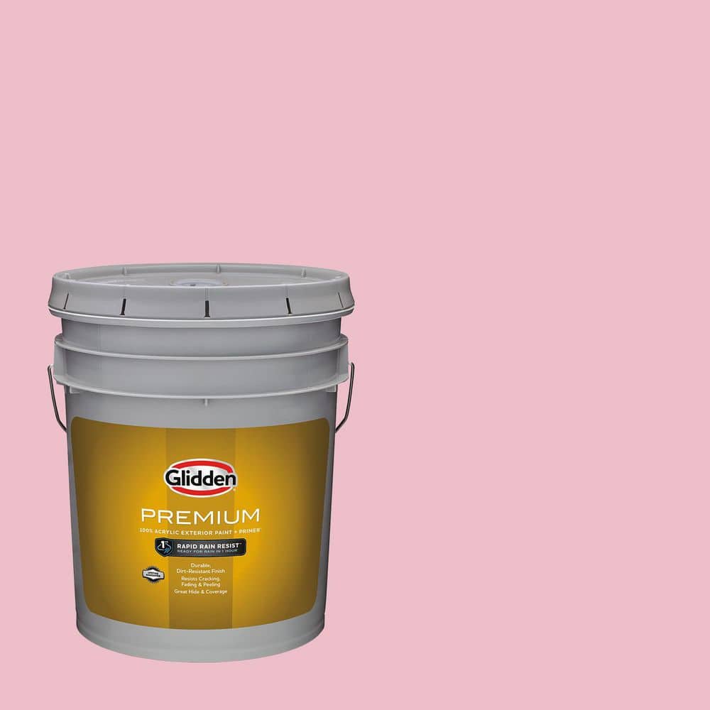 Glidden Premium 5 gal. PPG1183-3 Rose Melody Satin Exterior Latex