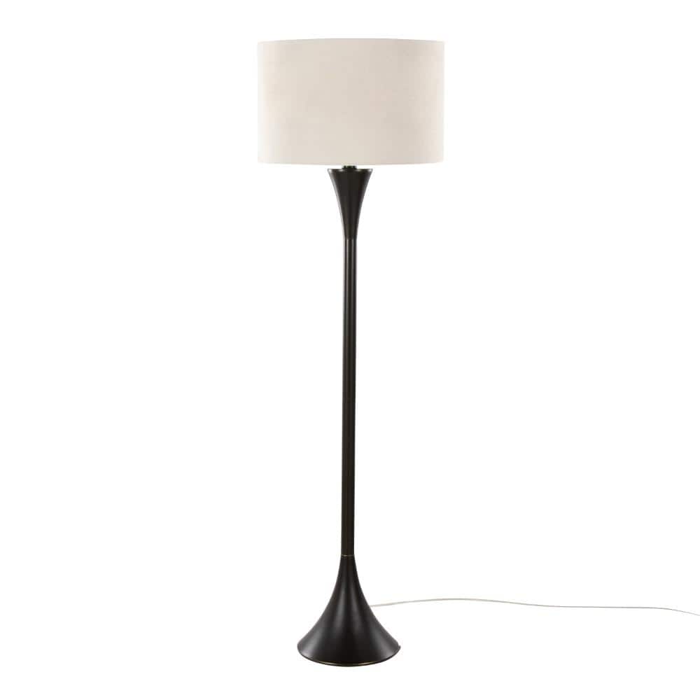 65 in. Contemporary Metal Floor Lamp in Oil Rubbed Bronze with Natural Linen Shade price history on PriceWatchPro