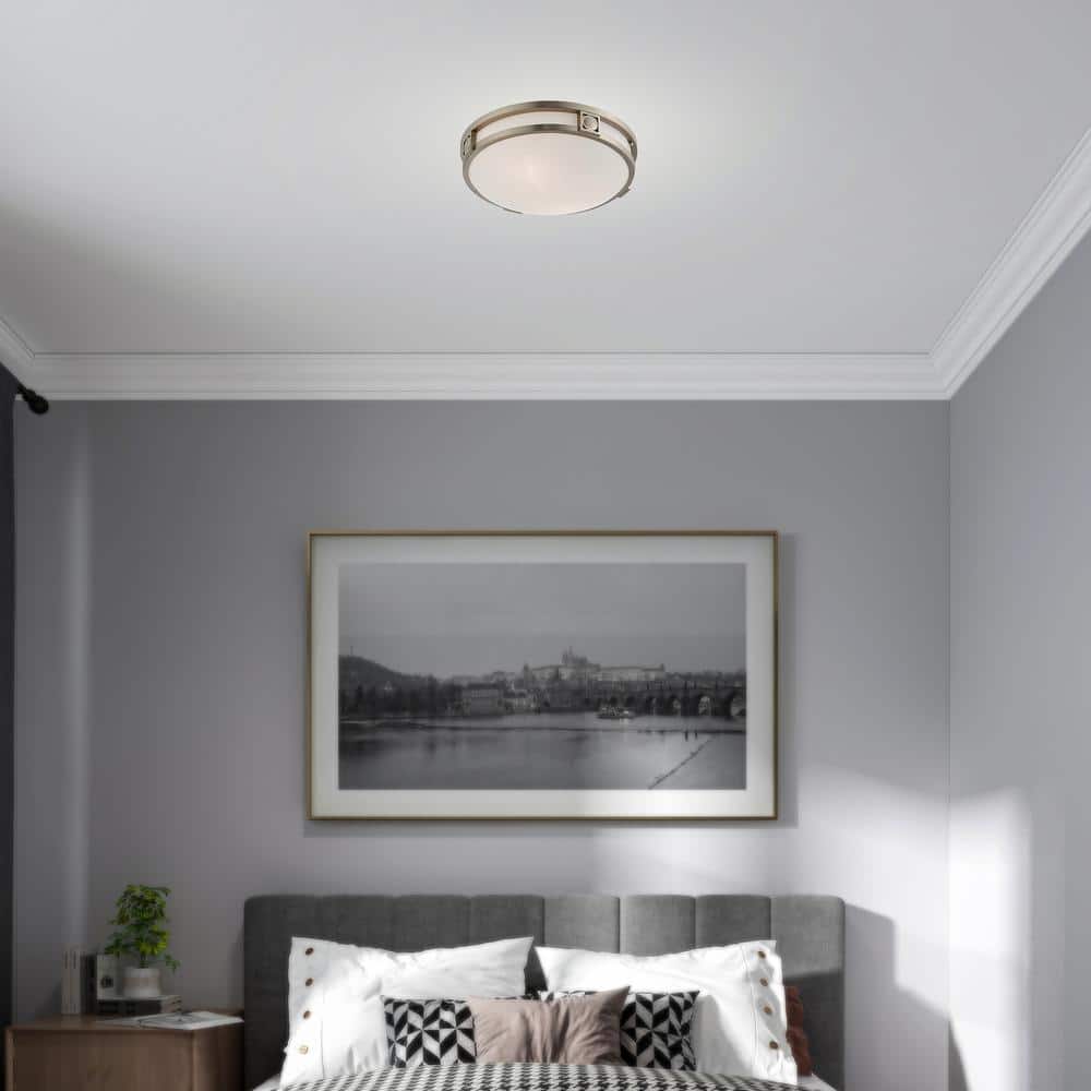 Titania Brushed Nickel 2-Light Flush Mount with Satin White Glass