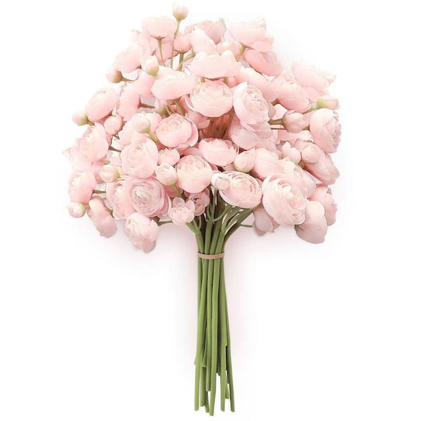 11 in. Blush Pink Indoor Artificial Rose Flower for DIY Bouquet, 18-Pieces