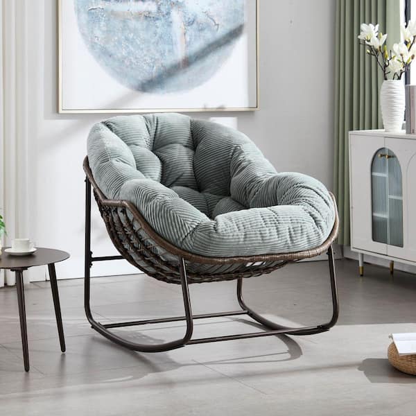 Weather Resistant Wicker Rocker With UV Protection Oversized