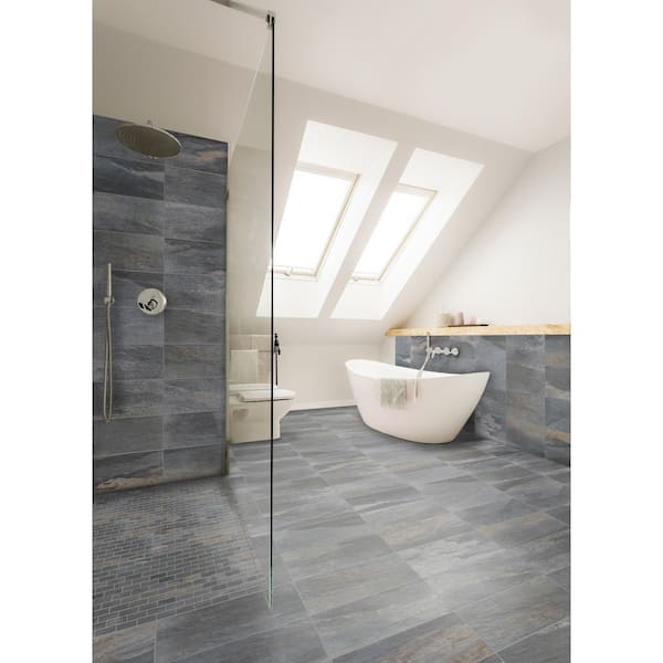 Florida Tile Home Collection Longitude Slate Grey 12 in. x 24 in