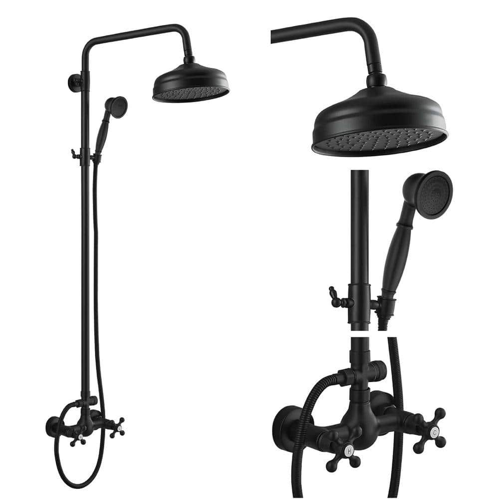 3-spray 8 in. Dual Shower Head and Handheld Shower Head Wall Mounted in Matte Black price history on PriceWatchPro