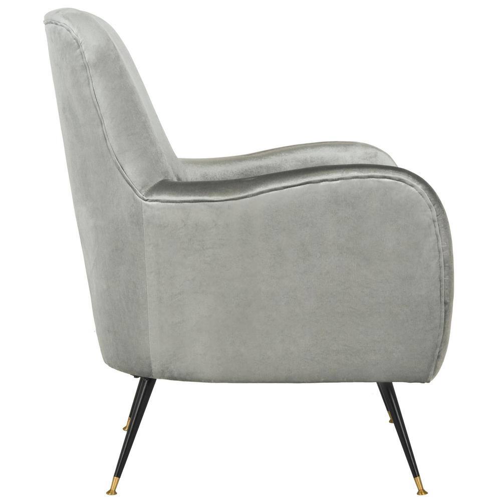 Elegant Transitional Beige Velvet Accent Chair with Gold Cap Legs