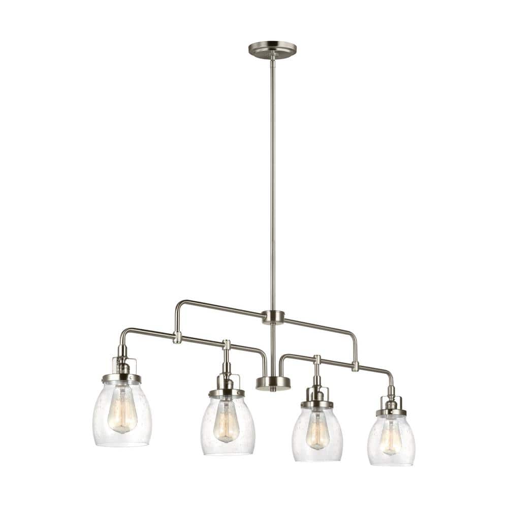 Belton Brushed Nickel 4-Light Island Pendant with Clear Seeded Glass