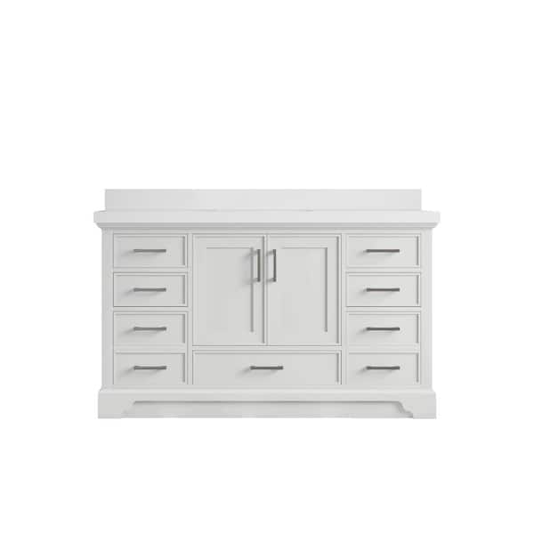 Willow Collections Charlotte 60 in. Single Sink Freestanding White Bath Vanity with White Qt. Top Unassembled