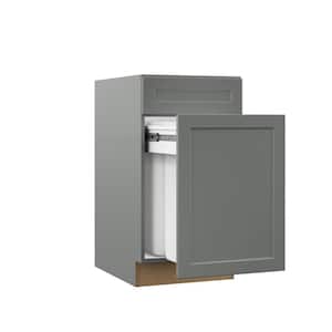 Designer Series Melvern Storm Gray Shaker Assembled Dual Pull Out Trash Can Base Kitchen Cabinet (18x34x23 in.)