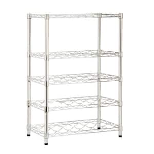 Chrome 5-Tier Metal Wire Wine Shelving Unit (14 in. W x 35 in. H x 24 in. D)
