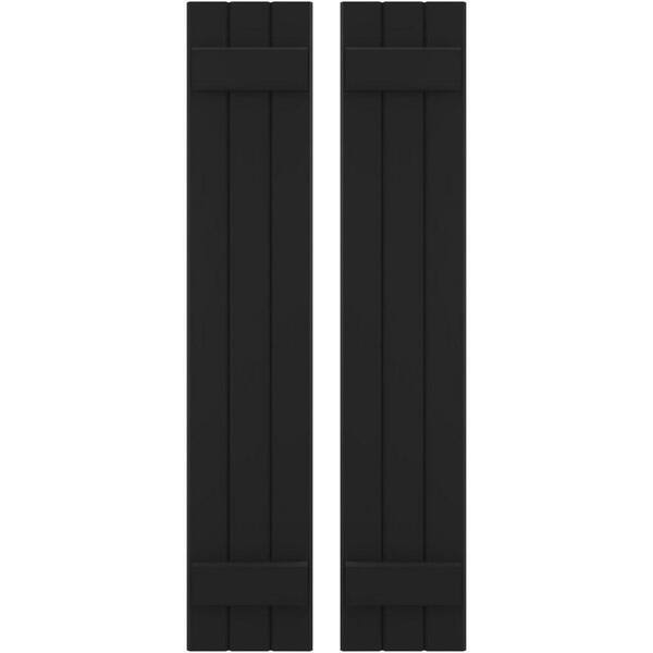 Ekena Millwork 10-1/2 in. W x 67 in. H Americraft 3-Board Exterior Real Wood Joined Board and Batten Shutters in Black