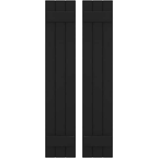 Ekena Millwork 10-1/2 in. W x 82 in. H Americraft 3-Board Exterior Real Wood Joined Board and Batten Shutters in Black