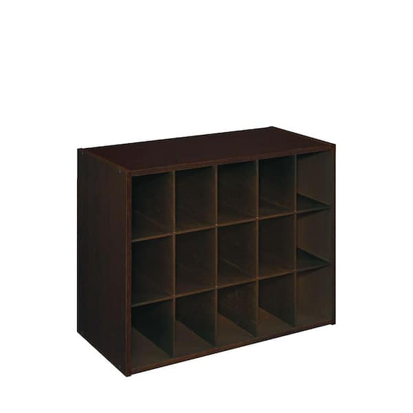 ClosetMaid 19 in. H x 24 in. W x 12 in. D Espresso Wood Look 15-Cube Storage Organizer
