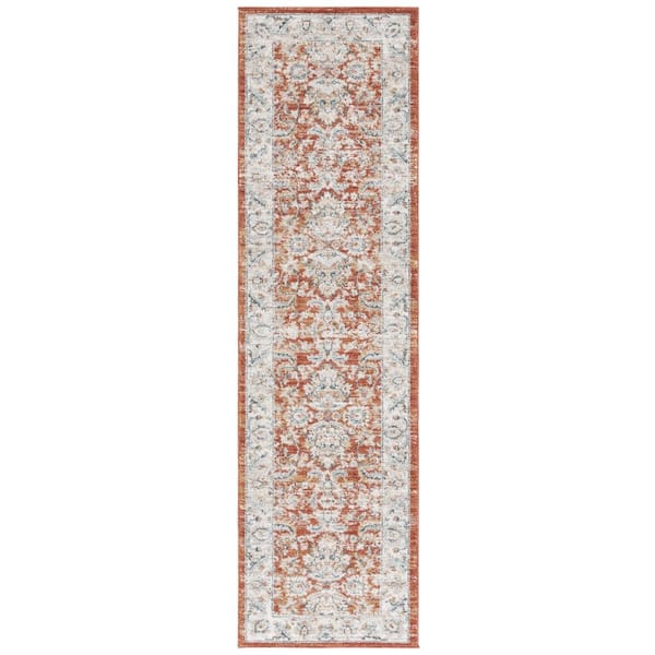 SAFAVIEH Avalon Rust/Ivory 2 ft. x 8 ft. Ornate Distressed Border Runner Rug