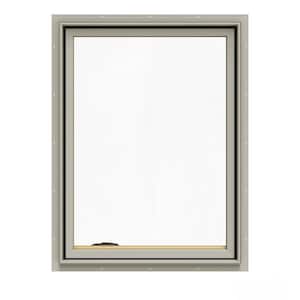 30.75 in. x 40.75 in. W-2500 Series Desert Sand Painted Clad Wood Left-Handed Casement Window with BetterVue Mesh Screen