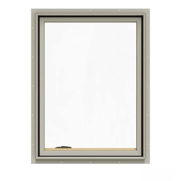 JELD-WEN 30.75 in. x 40.75 in. W-2500 Series Desert Sand Painted Clad Wood Left-Handed Casement Window with BetterVue Mesh Screen