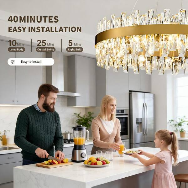 TRESSE BK×GLD BISEYHUX 12-Light Modern Gold Round Crystal Chandelier, 23 in
