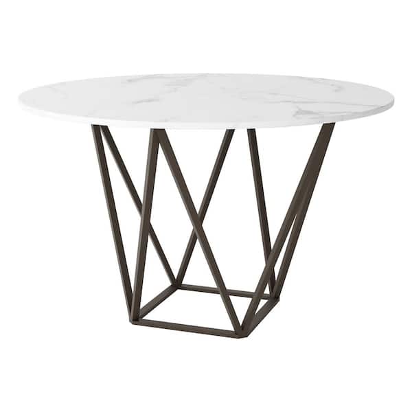 ZUO Tintern Stone and Antique Brass Dining Table