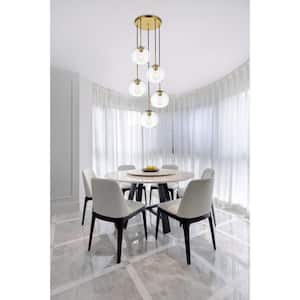 Timeless Home Blake 5-Light Brass Pendant with 7.9 in. W x 7.1 in. H Clear Glass Shade