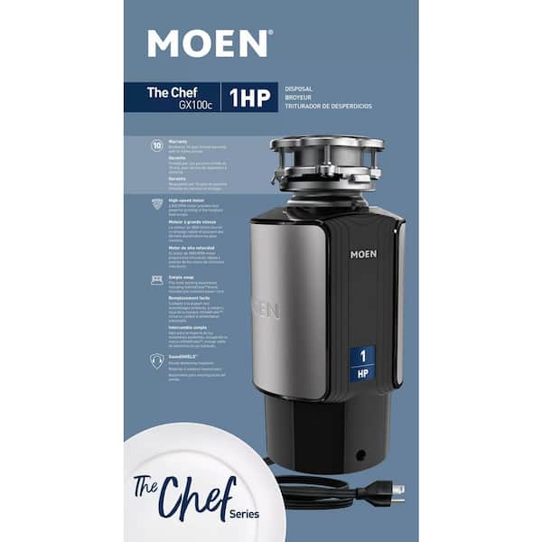 MOEN Chef Series 1 HP Continuous Feed Garbage Disposal with Sound Reduction and Universal Mount MOEN Chef Series 1 HP Continuous Feed Garbage Disposal with Sound Reduction and Universal Mount