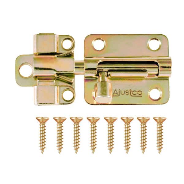 Ajustlock 2-1/2 in. Brass Tone Self-Adjustable Barrel Bolt lock