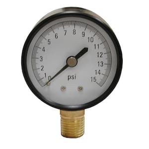 15 PSI Pressure Gauge with 2-1/2 in. Face and 1/4 in. MIP Brass Connection