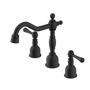 Opulence Widespread Double-Handle Deck Mount Bathroom Faucet Metal Touch Down Drain 1.2 GPM in Black