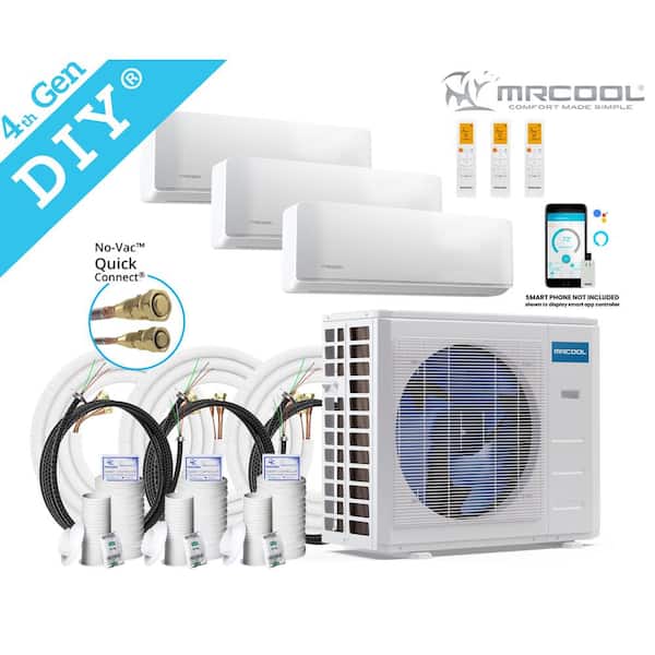4th Gen DIY 27,000BTU 2.25-Ton 3-Zone 22 SEER Ductless Mini Split AC and Heat Pump with 9K+9K+12K and 16,25,35 ft. Lines