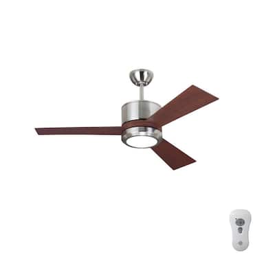 Vision II 42 in. Integrated LED Indoor Brushed Steel Ceiling Fan with Teak ABS Blades and Remote Control