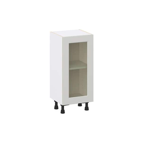 J COLLECTION Galveston 15 in. W x 14 in. D x 34.5 in. H Assembled Glass Door Base Kitchen Cabinet in Light Grey