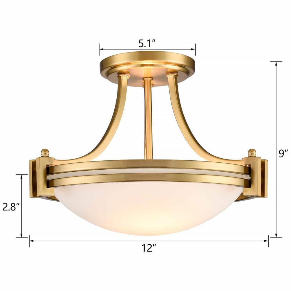 Modern Gold Frosted Glass Bowl Ceiling Light Fixture