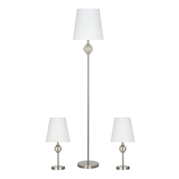 Brushed Nickel Lamp Set 2 Table Lamps, Matching Floor And Desk Lamps