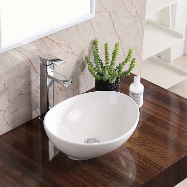 VC-302-WH Valera 16 in. Vitreous China Vessel Bathroom Sink in White