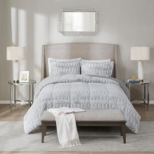 Margot Polyester Gray/White Faux Fur King/Cal King Comforter Set