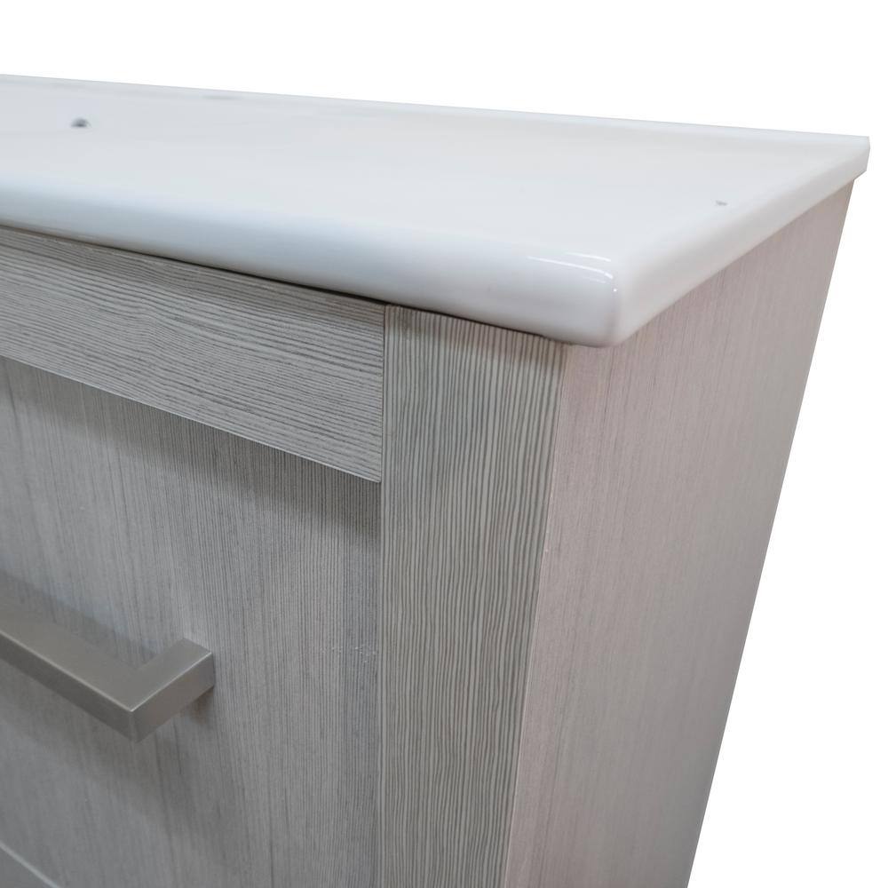 48" Gray Pine Single Vanity with White Ceramic Top