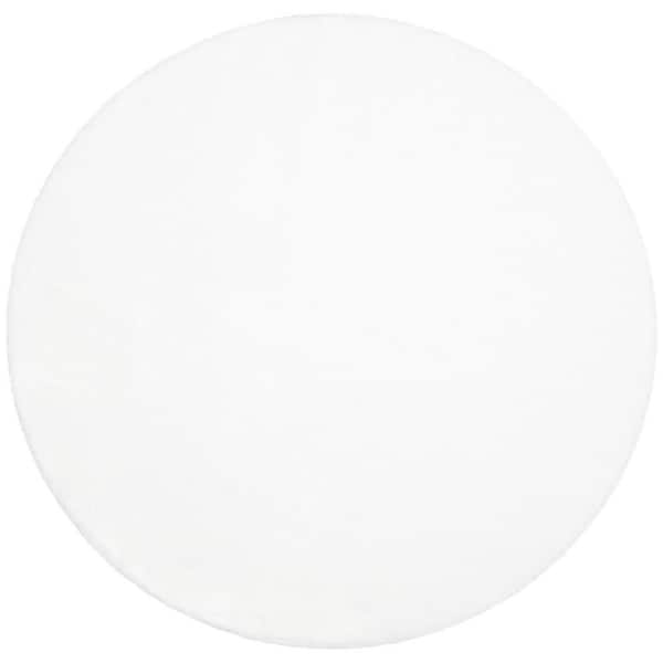 White 4 ft. x 4 ft. Circle Rug Fluffy Faux Fur Rug Plush Fuzzy Rug Round Area Rug