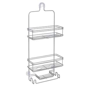 Large Over-the-Shower Caddy with 2-Shelves and Soap Dish in Satin Nickel