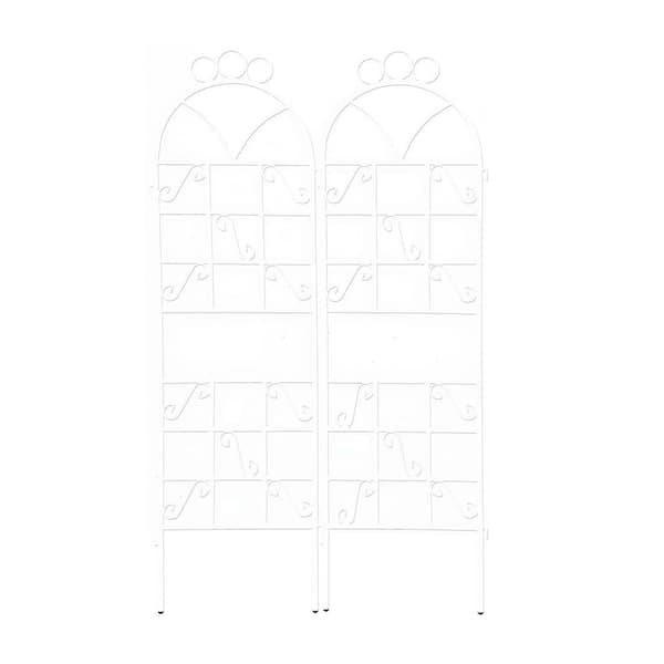 72 in. 2-Piece Metal Garden Trellis for Climbing Plants Outdoor Rustproof Plant Support in White