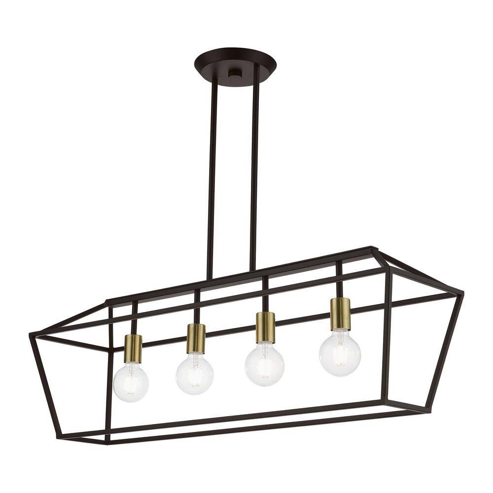 Devone Transitional 4-Light Linear Chandelier in Bronze/Antique Brass