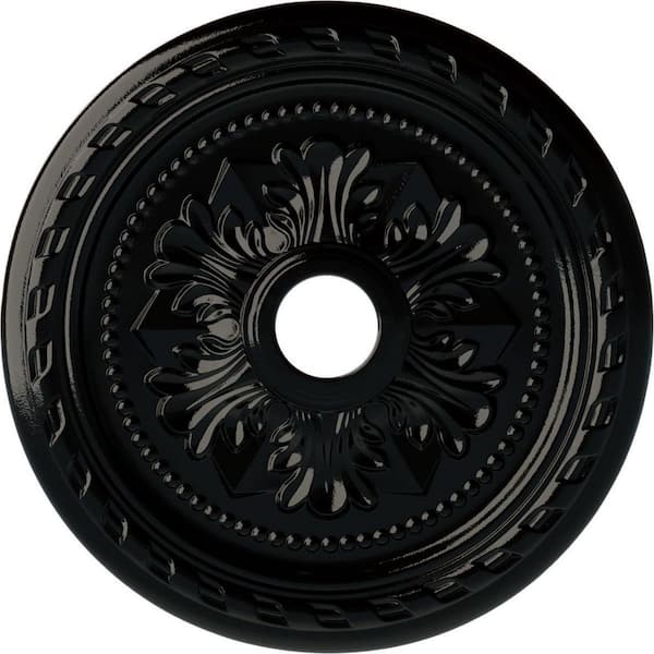 Ekena Millwork 1-5/8 in. x 23-5/8 in. x 23-5/8 in. Polyurethane Palmetto Ceiling Medallion, Black Pearl
