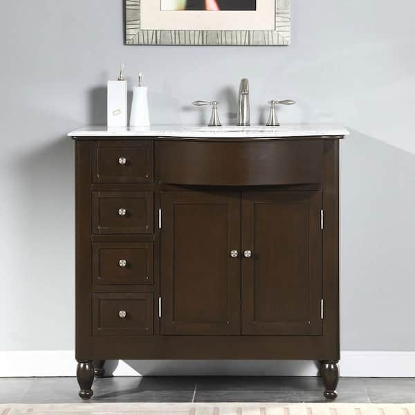 Silkroad Exclusive 55-in Dark Walnut Undermount Double Sink Bathroom Vanity  with Travertine Top in the Bathroom Vanities with Tops department at