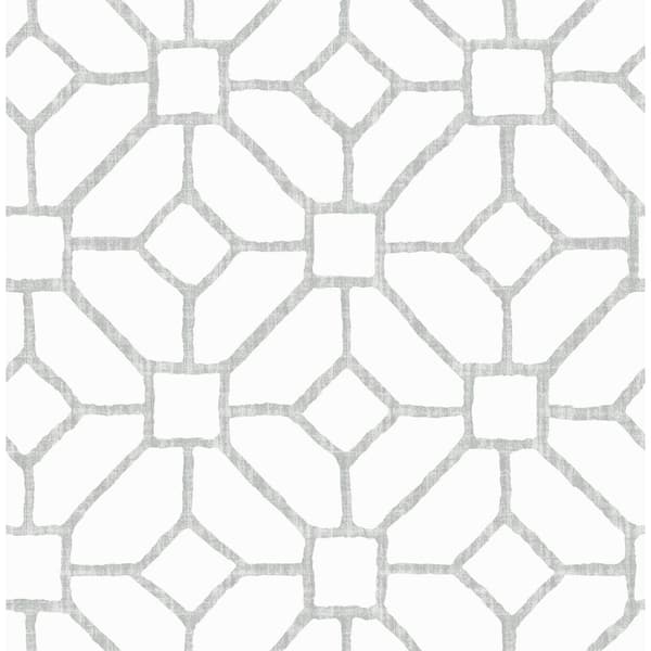 A-Street Prints Addis Grey Trellis Matte Non Woven Wallpaper Sample