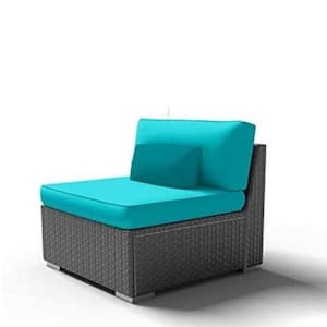 Outdoor Patio Furniture Espresso Brown Wicker Sofa Middle Chairs (turquoise-2pcs)