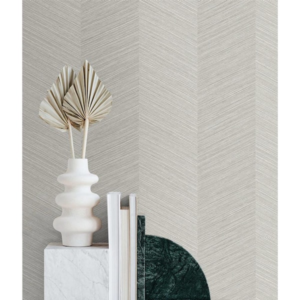 30.75 sq. ft. Lunar Grey Chevy Hemp Vinyl Peel and Stick Wallpaper Roll