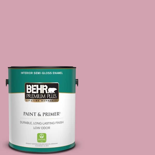 BEHR PREMIUM PLUS 1 gal. #100C-3 Birthday Candle Semi-Gloss Enamel Low Odor Interior Paint & Primer
