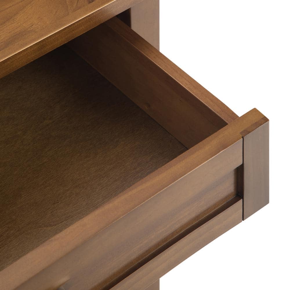 Light Golden Brown Solid Wood 2-Drawer Nightstand with Nickel Pulls