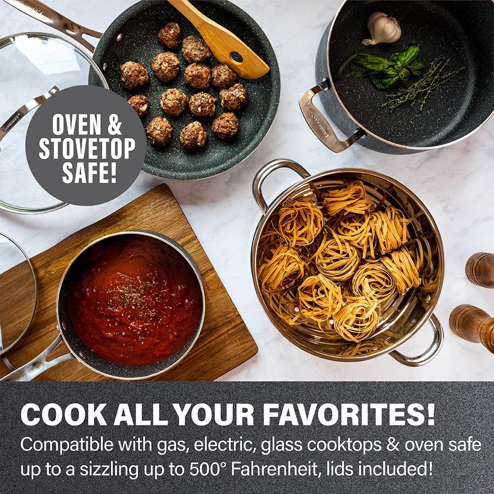 Granitestone 20-Piece Black Nonstick Aluminum Cookware and Bakeware Set