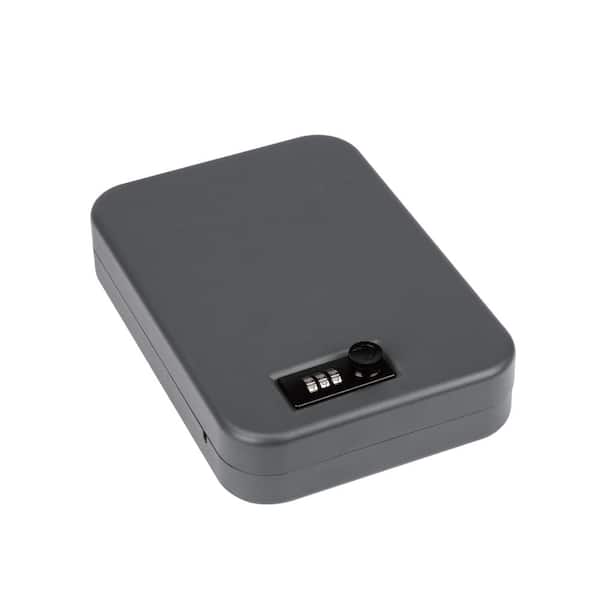 Large 16-Gauge Steel Portable Lock Box Safe with 3-Digit Combination Lock Access in Black TSA Compliant